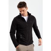 Tommy Life 87992 Siyah Yazı Nakışlı Dik Yaka Fermuarlı Standart Kalıp Erkek Sweatshirt Polar