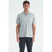 Tommy Life 88252 Gri Logo Baskılı Standart Kalıp Polo Yaka Aktif Spor Erkek T-Shirt