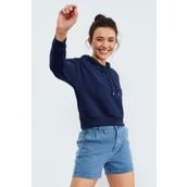 Tommy Life 97115 İndigo Uzun Kol Rahat Form Kapüşonlu Kadın Sweatshirt