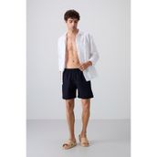 TOMMY LIFE Hızlı Kuruyan Standart Fit Deniz Şortu, M, T11ER-81237, Lacivert, Erkek