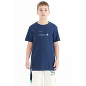 Tommylife 11117 İndigo Baskı Detaylı O Yaka Standart Kalıp Erkek Çocuk T-Shirt