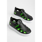 Tonny Black Çocuk Unisex Siyah Hafif Tabanlı Rahat Cırtlı Sandalet