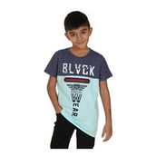 Toontoy Blvck Baskılı Lacivert-Beyaz Erkek Çocuk Tişört