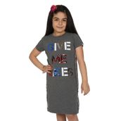 Toontoy Gıve Me Pul Nakışlı Antrasit Melanj Kız Çocuk Elbise