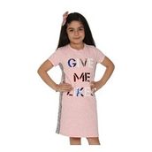 Toontoy Gıve Me Pul Nakışlı Pembe Melanj Kız Çocuk Elbise