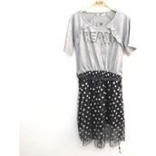 Toontoy Heart Happen Taşlı Kız Gri Melanj Kız Çocuk Elbise