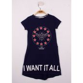 Toontoy I Want It All Baskılı Lacivert Kız Çocuk Elbise