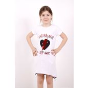Toontoy K-136 6 Yaş Beyaz Keep Away Baskı Kız Çocuk Elbise
