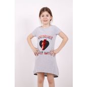 Toontoy K-138 8 Yaş Gri Melanj Keep Away Baskı Kız Çocuk Elbise
