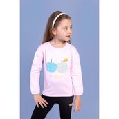 Toontoy Kids Baskılı Kol Ucu Lastikli Sırtı Nakış Detaylı Açık Pembe Kız Çocuk T-shirt