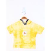 Toontoy Kids Batik Desenli Papatya Baskılı Sarı Kız Çocuk T-shirt