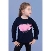 Toontoy Kids Kol Ucu Lastikli Taş İşlemeli Baskılı Lacivert Kız Çocuk T-shirt