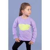 Toontoy Kids Kol Ucu Lastikli Taş İşlemeli Baskılı Lila Kız Çocuk T-shirt