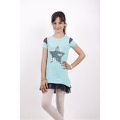 Toontoy Kids Kol Üstü Fileli Eteği Fileli Mint Kız Çocuk Elbise