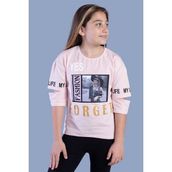 Toontoy Kids Kolları Kesik Detaylı Baskılı Pudra Kız Çocuk T-shirt