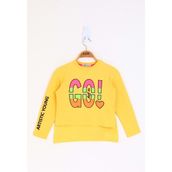 Toontoy Kids Letis Go Baskılı Sarı Kız Çocuk T-shirt