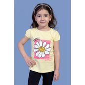 Toontoy Kids Papatya Baskılı Taş İşlemeli Sarı Kız Çocuk T-shirt