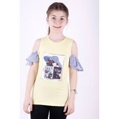 Toontoy Kız Çocuk Şapkası Garnili Köpek Baskılı Tişört