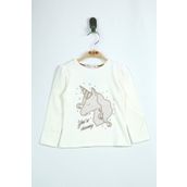 Toontoy Kız Çocuk Tişört Unicorn Nakışlı