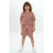 Toontoy Kız Çocuk Yıkamalı Crop Şortlu Takım Acı Kahve 5 YAŞ