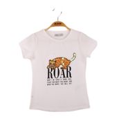 Toontoy Leopar Baskılı Pullu Ekru Kız Çocuk T-shirt