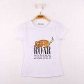 Toontoy Leopar Baskılı Pullu Kız Çocuk T-shirt