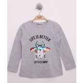 Toontoy Pullu Uğur Böceği Nakışlı Gri Melanj Kız Çocuk T-shirt