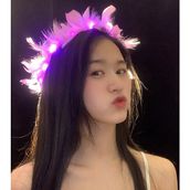 Toptan Bulurum LED Işıklı Rengarenk Yanan 3 Fonksiyonlu Otrişli Pembe Renk 12x12 cm Parti Tacı