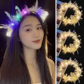 Toptan Bulurum LED Işıklı Rengarenk Yanan 3 Fonksiyonlu Otrişli Renkli 12x12 cm Parti Tacı