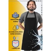 Toshe Mutfak Önlüğü Suya Dayanıklı Mutfak Önlük Şef Önlüğü 2 Geniş Cepli Barista Önlüğü Önlük Siyah - Standart