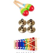 Toy Oyuncak Okul Öncesi 4'lü Ritim Çocuk Müzik Aletleri Seti Ksilofon Marakas Parmak Zili