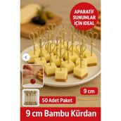 TOYFEST 50’li Kahve Kalpli 9 cm Doğal Bambu Kürdan