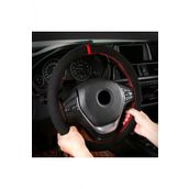 Toyota Corolla 2007-2012 Alkantra Nubuk Dikmeli Direksiyon Kılıfı Kırmızı Yüzüklü