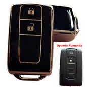 Toyota Corolla Verso Prius Subaru Uyumlu Kumanda Anahtar Kılıfı Oto Anahtarlık 2 Tuş Siyah Gold