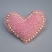 Toz Pembe Peluş Kalp Şeklinde Saç Tokası, Metal Klipsli, Romantik Aksesuar