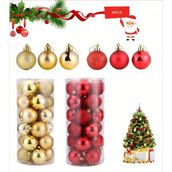 Trade Bazaar 48 Parça Noel Ağacı Süs Seti | Kırmızı & Altın İki Tonlu Plastik Yılbaşı Topları | Çiçek Desenli Dekoratif Süsler | Kış & Tatil Temalı Asma Aksesuarları
