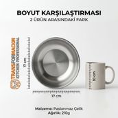 Transformacion 4'lü Paslanmaz Çelik Derin Kase Seti 17 cm, Kırılmaz Çorba & Yemek Tası, Hafif Kamp, Piknik Outdoor Kasesi 720318