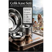 Transformacion 6'lı Paslanmaz Çelik Derin Kase Seti 17 cm, Kırılmaz Çorba & Yemek Tası, Hafif Kamp, Piknik Outdoor Kasesi 721503