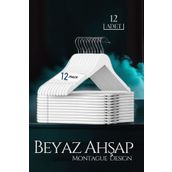 Transformacion 719132 12 Adet Montague Design Beyaz Ahşap Elbise Askısı
