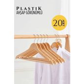Transformacion 720521 Ahşap Görünüm 20 Adet Krem Plastik Askı