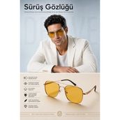 Transformacion Parlama Önleyici Gece Sürüş Gözlüğü - Anti-Fog Sis ve Far Işığı Engelleyici Sarı Camlı Metal Rose Çerçeveli Sürüş Görüş Gözlüğü 721853