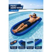 TRENDZONE Fileli Şişme Yatak 178×94cm – Yastıklı, Serin Tutan File Tabanlı, Havuz ve Deniz İçin Dayanıklı Şişme Deniz Yatağı