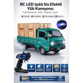 Trendzone Uzaktan Kumandalı Full Fonksiyon Şarjlı LED Işıklı Buhar Atan Rc Pickup Kamyonet Yük Taşıma Arabası 22CM - Yeşil