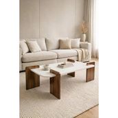 tridihome Şık Orta Sehpa Modern Salon Sehpası Ahşap Dekoratif Tasarım - Beyaz