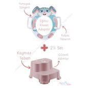 Tuka Home Çocuk Bebek Klozet Adaptörü Süngerli Yumuşak Tavşan Desenli ve Katlı Basamak Set Eğitici