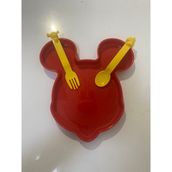 Tupperware Miky Mouse Yemek Tabagı ve Çatal Kaşık Set