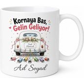 Tupya Gift Düğün Konvoyunda Korna Çalanlara Esprili Gelin Arabası Kupa Bardak Hediye - Adet - Beyaz