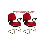 Türksit Kozmo Avantajli 2'li Paket Z Ayak Kirmizi Bekleme Koltuğu