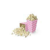 turkuaz parti BEYAZ PUANTİYELİ PEMBE MISIR KUTUSU 8'Lİ, POPCORN KUTUSU