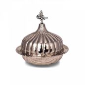 Turna Bakır TURNA9058-2 30 cm Paşaçadırı Nikel El Dövme Yuvarlak Sunum Tabağı